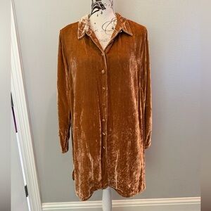 Soft Surroundings Velvet Button-Up Camel Top